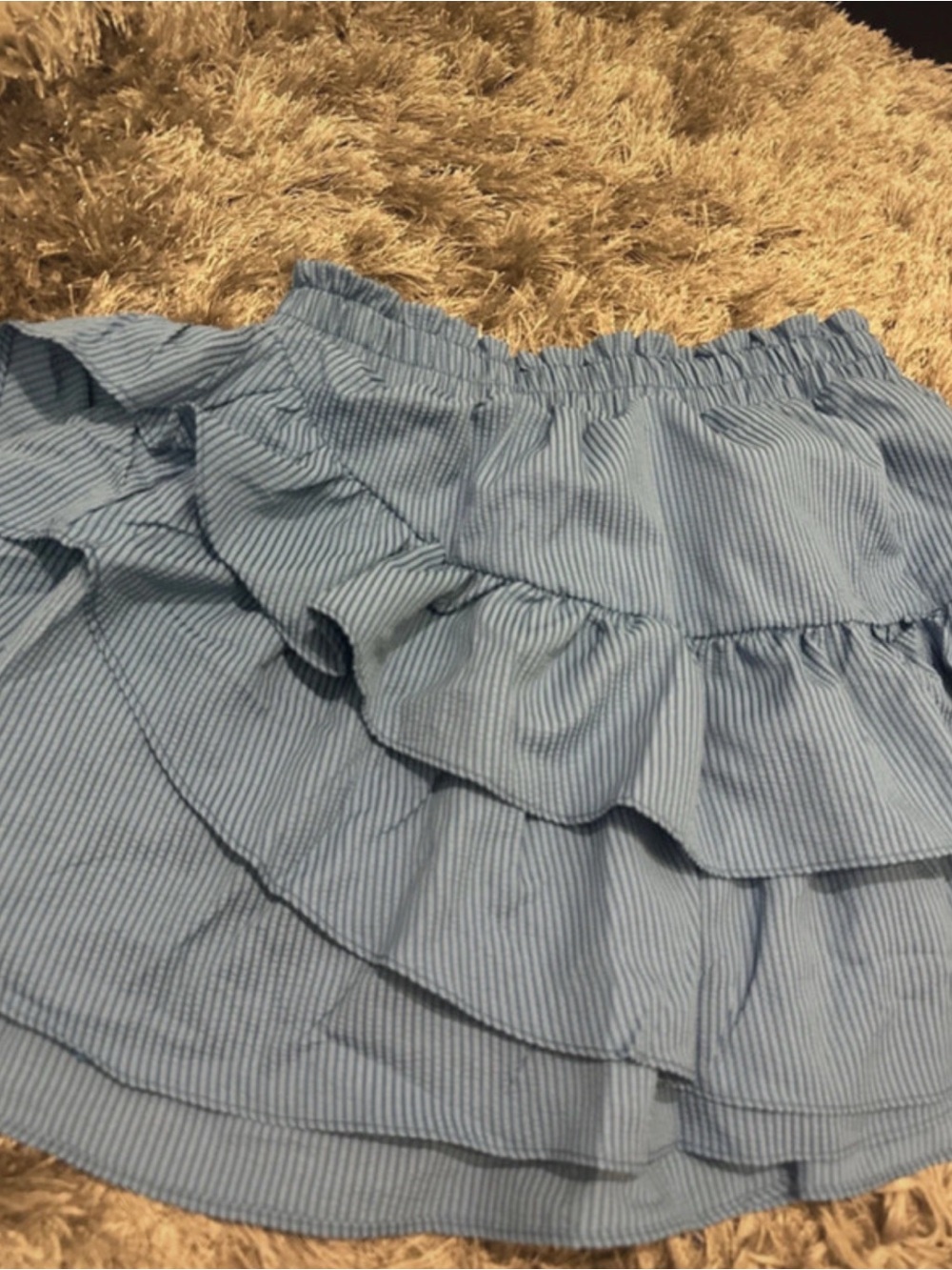 Blue Tiered Ruffle Women's Skirt - Comfortable Casual Style W/ Shorts - Picture 2 of 3